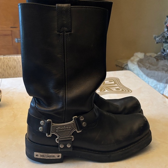 Harley-Davidson Men's Black Mega Harness Leather Motorcycle Boots Size 10.5
